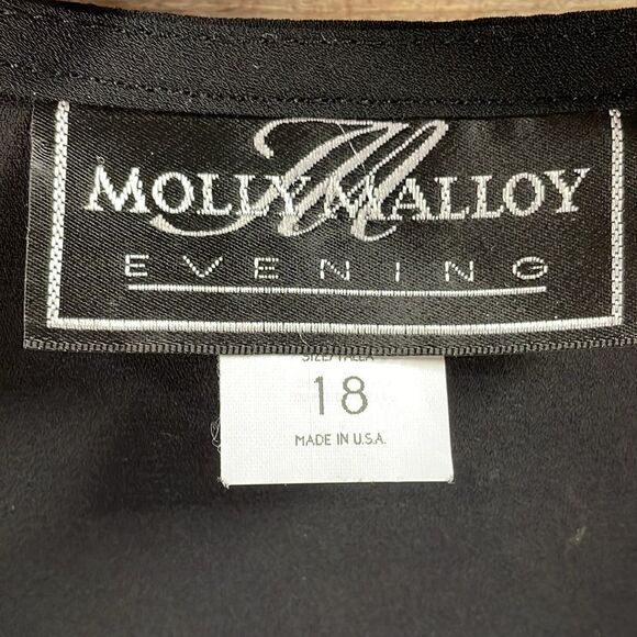 MOLLY MALLOY EVENING Ladies Dressy Black Sheer Cardigan Rhinstone Clasp Size 18 - Picture 4 of 7